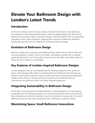 Elevate Your Bathroom Design with London's Latest Trends