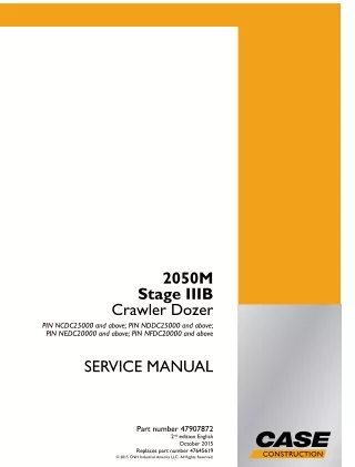 CASE 2050M Stage IIIB Crawler Dozer Service Repair Manual (PIN NEDC20000 and above)