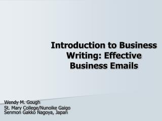 Introduction to Business Writing: Effective Business Emails