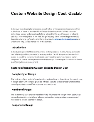 custom website design cost