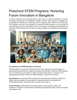 Preschool STEM Programs_ Nurturing Future Innovators in Bangalore