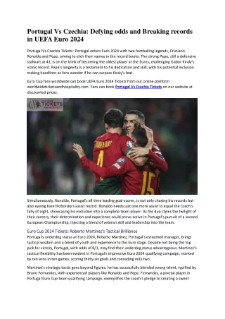 Portugal Vs Czechia Defying odds and Breaking records in UEFA Euro 2024