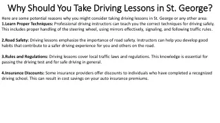 Why Should You Take Driving Lessons in St. George