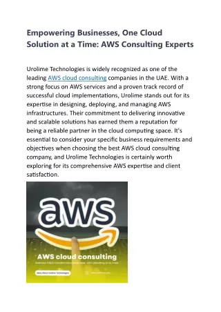 Empowering Businesses One Cloud Solution at a Time AWS Consulting Experts