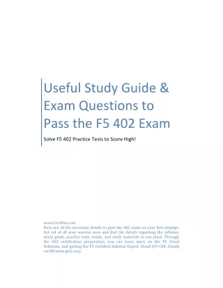 Useful Study Guide & Exam Questions to Pass the F5 402 Exam