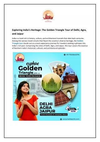 Exploring India’s Heritage: The Golden Triangle Tour of Delhi, Agra, and Jaipur