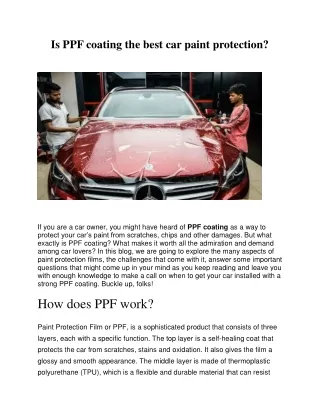 Is PPF coating good for cars ?