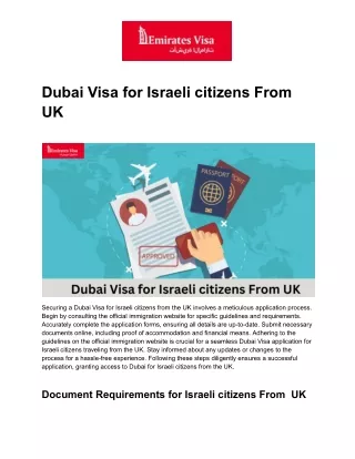 Dubai Visa for Israeli citizens From  UK