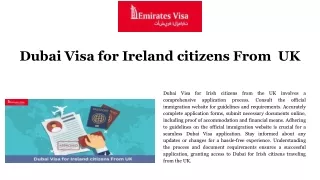 Dubai Visa for Irish citizens from the UK