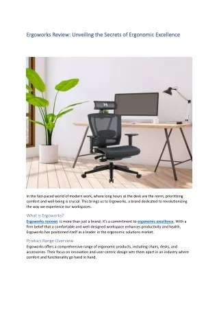 Ergoworks Review: Unveiling the Secrets of Ergonomic Excellence