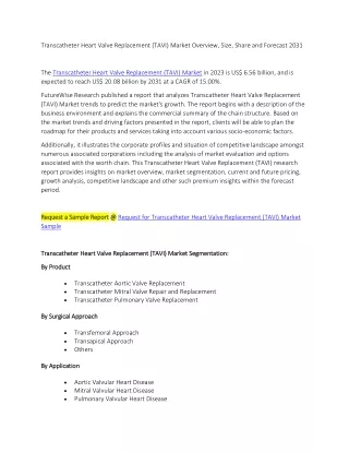 Transcatheter Heart Valve Replacement (TAVI) Market Overview, Size, Share and Fo