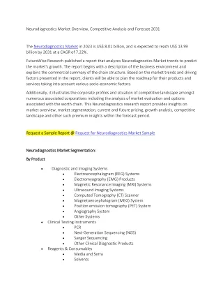 Neurodiagnostics Market Overview, Competitive Analysis and Forecast 2031