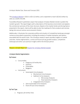 Urinalysis Market Size, Share and Forecast 2031