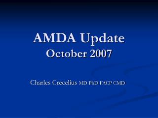 AMDA Update October 2007