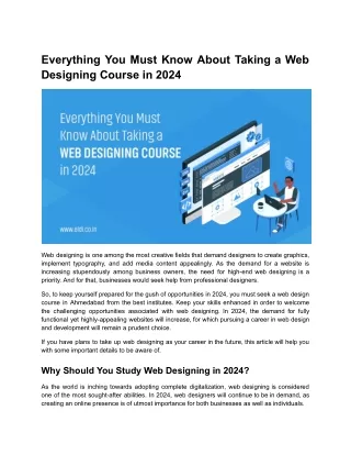 Everything You Must Know About Taking a Web Designing Course in 2024