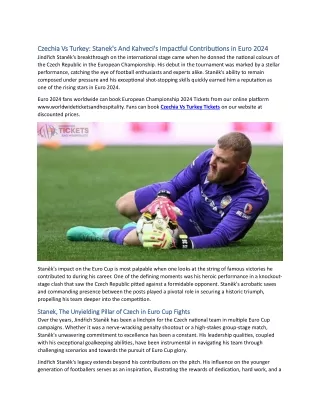 Czechia Vs Turkey Staněk's And Kahveci's Impactful Contributions in Euro 2024