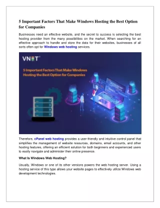 5 Important Factors That Make Windows Hosting the Best Option for Companies
