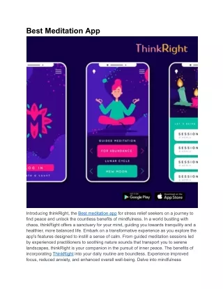 Best Meditation App | ThinkRight