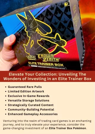 Elevate Your Collection: Unveiling the Wonders of Investing in an Elite Trainer