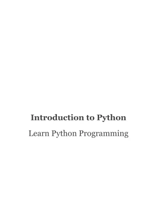 Introduction to Python