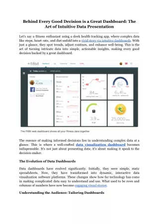 Behind Every Good Decision is a Great Dashboard_ The Art of Intuitive Data Presentation