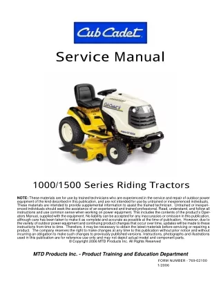 Cub Cadet LT 1222 Lawn Tractor Service Repair Manual