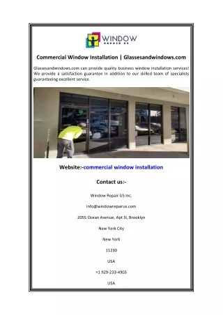 Commercial Window Installation  Glassesandwindows.com