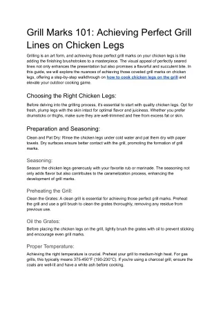 Grill Marks 101_ Achieving Perfect Grill Lines on Chicken Legs