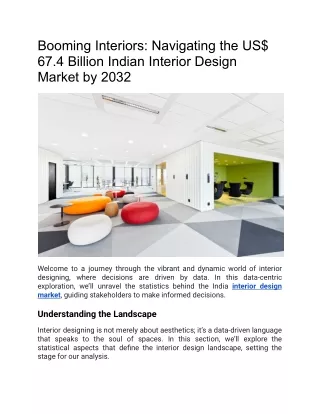 Booming Interiors Navigating the US$ 67.4 Billion Indian Interior Design Market by 2032