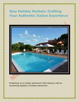 Stay Holiday Rentals: Crafting Your Authentic Italian Experience