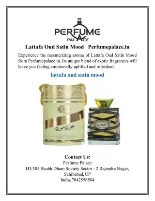 Lattafa Oud Satin Mood | Perfumepalace.in