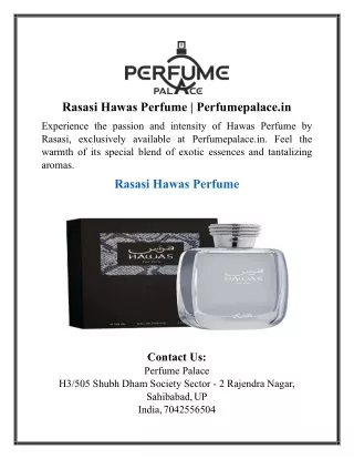 Rasasi Hawas Perfume | Perfumepalace.in