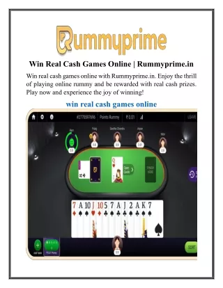 Win Real Cash Games Online | Rummyprime.in