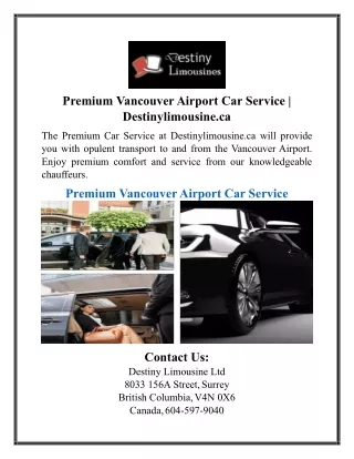 Premium Vancouver Airport Car Service | Destinylimousine.ca