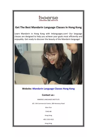 Get The Best Mandarin Language Classes In Hong Kong