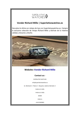 Vender Richard Mille  Superlativewatches.es