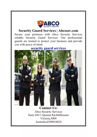 Security Guard Services | Abcoser.com