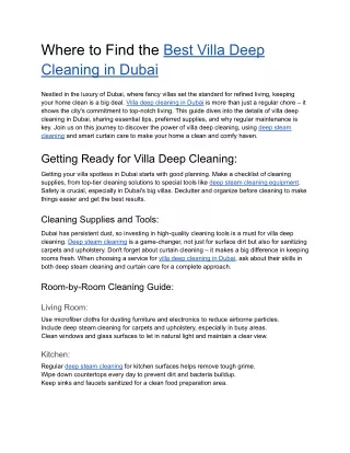 Where to Find the Best Villa Deep Cleaning in Dubai