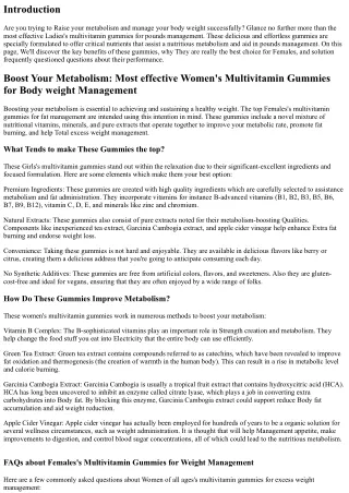 Enhance Your Metabolism: Best Girls's Multivitamin Gummies for Bodyweight Manage