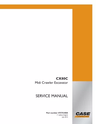 CASE CX80C Midi Crawler Excavator Service Repair Manual