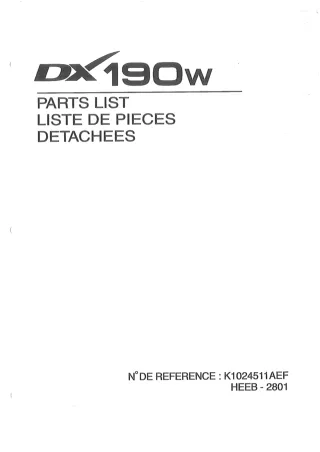 DAEWOO DOOSAN DX190W EXCAVATOR Parts Catalogue Manual