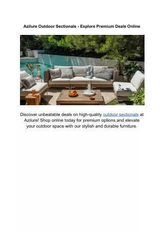 Azilure Outdoor Sectionals - Explore Premium Deals Online