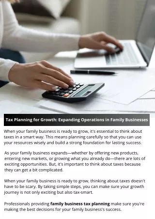 Tax Planning for Growth: Expanding Operations in Family Businesses