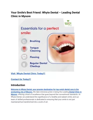 Your Smile's Best Friend_ Whyte Dental – Leading Dental Clinic in Mysore