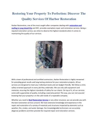 Harbor Restoration (5 jan 2024)