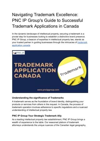 Navigating Trademark Applications in Canada