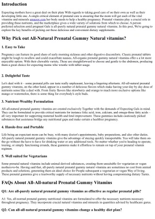 The advantages of Deciding upon All-Purely natural Prenatal Gummy Vitamins