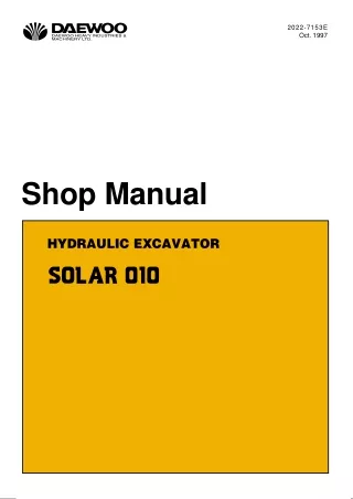 Daewoo Doosan Solar 010 Excavator Service Repair Manual