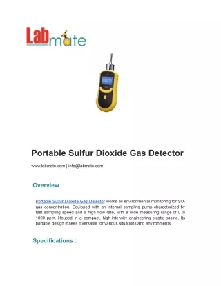 Portable Sulfur Dioxide Gas Detector