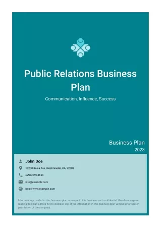 public relations business plan